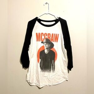 Tim McGraw 2019 concert tour shirt large white black quarter short sleeve cotton